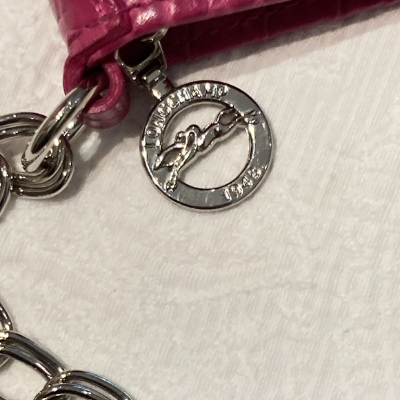 Longchamp Fuchsia Pink Roseau Crocodile Embossed Mini Purse - Picture 3 of 10